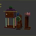 Vintage Wooden Scientific Instruments With Cabinet Gear Column And Base Design