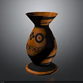Orange and Black Decorative Vase With Floral Circular Patterns For Home Decor