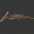 Dry Arbor Tree Branches with Natural Rough Texture for DIY Craft Use 3d model