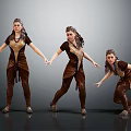 Three Female Fantasy Characters In Similar Animal Inspired Costumes With Different Poses Against Gray Background