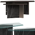 Black Marble Console Table With White Veins And Glass Top Design 3d model