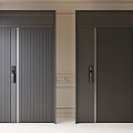 Sturdy Dark Gray Security Doors With Vertical Stripes And Mesh Pattern Design In Indoor Setting 3d model