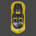 Yellow Bugatti Sports Car With Sleek Design And Black Convertible Top
