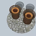 Modern trash can outdoor trash can tourist attraction ecological trash can wooden structure umbrella-shaped bucket garbage sorting container 3d model