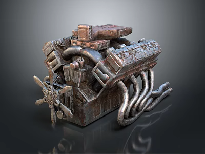 Intricate Steampunk Mechanical Device With Metal Pipes Gears And Rustic Details 3d model