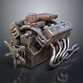 Intricate Steampunk Mechanical Device With Metal Pipes Gears And Rustic Details