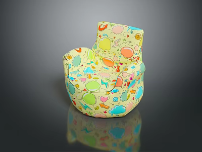 Vibrant Playful Accent Chair Featuring Colorful Round Shapes And Abstract Patterns 3d model