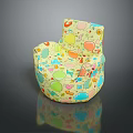 Vibrant Playful Accent Chair Featuring Colorful Round Shapes And Abstract Patterns