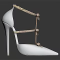 White Strappy High Heels With Bow Accents And Pointed Toe Design