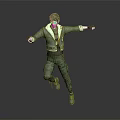 Man in Green Jacket and Camouflage Pants Striking Dynamic Pose