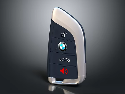 Sleek BMW Car Key Fob With Chrome Accents And Logo Design Features 3d model