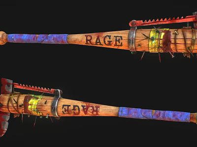 Modified Weapon With Blue Red Yellow Colors RAGE HOPE Letters Metal Parts And Spikes 3d model
