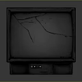 Old Black Electronic TV With Cracked Screen And Retro Design