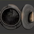 Traditional Clay Pot With Layered Structure Lid Hollow Base And Textured Surface