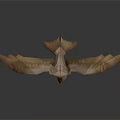 Brown Origami Bird Paper Craft in Flying Pose on White Background