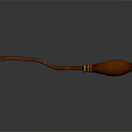 Wooden Decorative Ornament with Curved Handle and Round Striped Top for Home Decor