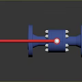Blue Ball Valve Hardware Tool With Red Handle For Industrial Applications 3d model