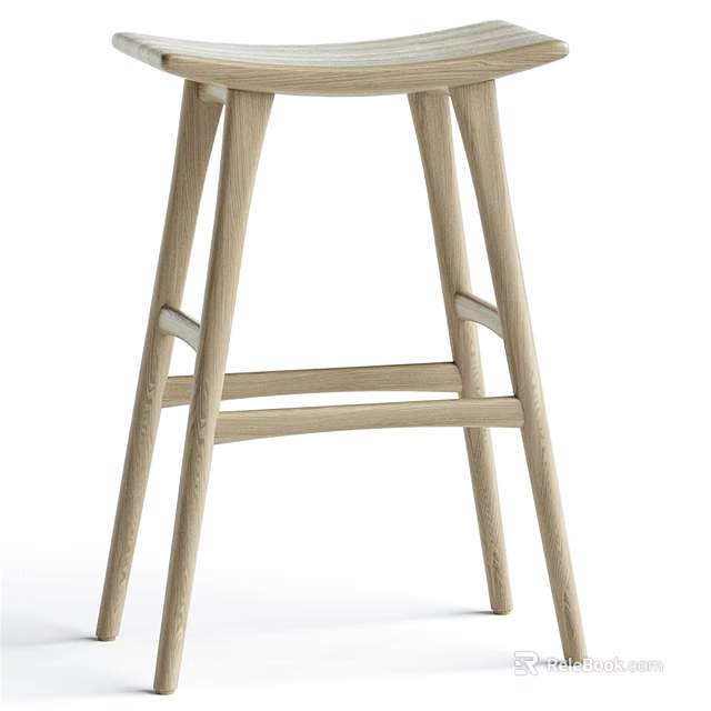 Modern Wooden Single Chair With Sleek Design And Natural Solid Wood Legs 3d model 