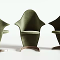 Modern Leisure Chairs In Brown And Green Velvet With Curved Backrest And Metal Base