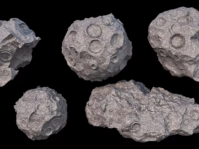 Gray Rock Samples Featuring Holes Textured Surface And Irregular Shape On Black Background 3d model