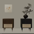Chic Retro Rattan Woven Bedside Nightstands With Exquisite Metal Legs For Cozy Bedroom Decoration