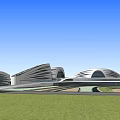 Contemporary Architectural Design Featuring Curved Connected Buildings And Green Landscape Layout