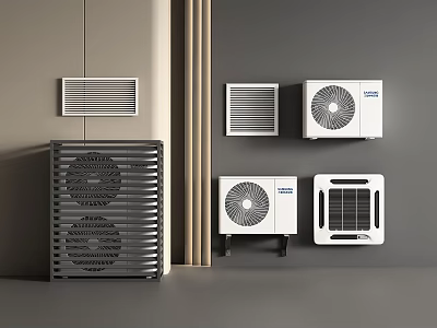 Sleek Modern Air Conditioner Fans With Wall Mounted And Window Type Units 3d model
