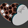 Carved Heart Shaped Chocolate Box Design With Decorative Bow And Chocolate Assortment