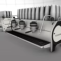 Café Coffee Station With Professional Espresso Machine And Stacked White Disposable Cups