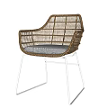 Stylish Leisure Chair With Wicker Design Metal Frame And Gray Cushion In Modern Minimalist Style