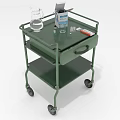 Green Mobile Medical Cart With Water Jug Medicine Box And Thermometer