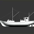 Detailed Scale Model Ship With Green Cabin White Hull Two Masts And Wooden Deck Design