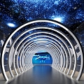 Aviation Exhibition Hall Time Tunnel Aircraft Exhibition 3d model