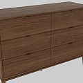 Modern Oak Wood Decorative Cabinet With Multiple Drawers And Tapered Legs