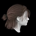 3D Human Head Model Side View With Realistic Brown Hair And Detailed Facial Organs
