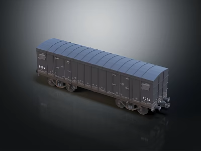 Gray 3D Freight Train Car Model With Detailed Roof And Metal Wheels 3d model