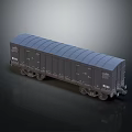 Gray 3D Freight Train Car Model With Detailed Roof And Metal Wheels