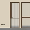 Modern Hinged Doors With Dark Frames And Textured Glass In Light Wall Interior 3d model