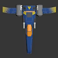 Blue Sci Fi Spaceship Design With Yellow Accents Twin Engines And Cosmic Details