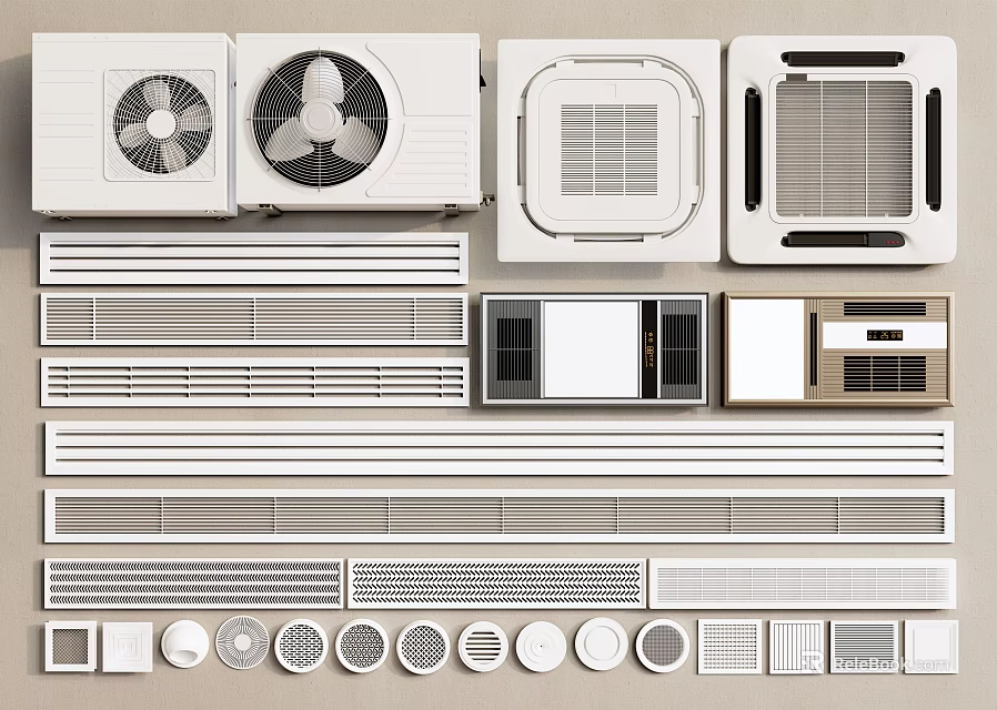 Various Modern Air Conditioner Vent Designs For Home Wall And Ceiling Installation 3d model 