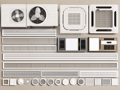 Various Modern Air Conditioner Vent Designs For Home Wall And Ceiling Installation 3d model