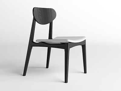 Modern Dining Chair With Black Frame Curved Backrest And Light Colored Seat 3d model