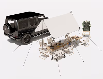 Modern Outdoor Table and Chair Outdoor Camping Combination 3d model