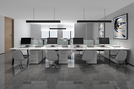 Modern public office area office and classroom 3d model