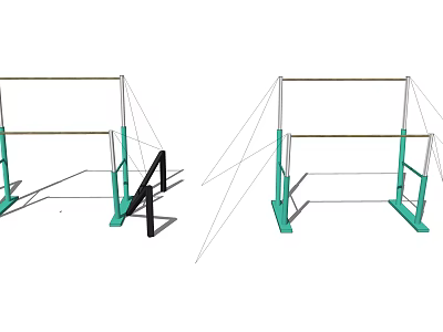 Parallel Bars Gymnastic Sports Equipment With Green And Black Stable Training Frames 3d model