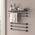 Sleek Modern Bathroom Accessories With Wall Mounted Shelf Towels And Towel Bars
