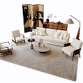 Elegant Modern Living Room Sofa And Coffee Table Set With Armchairs Area Rug Floor Lamp