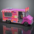 Pink Ice Cream Truck with Awning Sweet Treats Text and Ice Cream Cone Roof Decorations