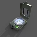Military Weapon Equipment Green Open Compass With Dial And Button Features 3d model