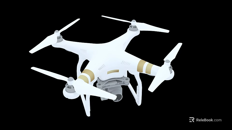 Advanced White Fighter Jet Equipped With Camera Against Black Background 3d model